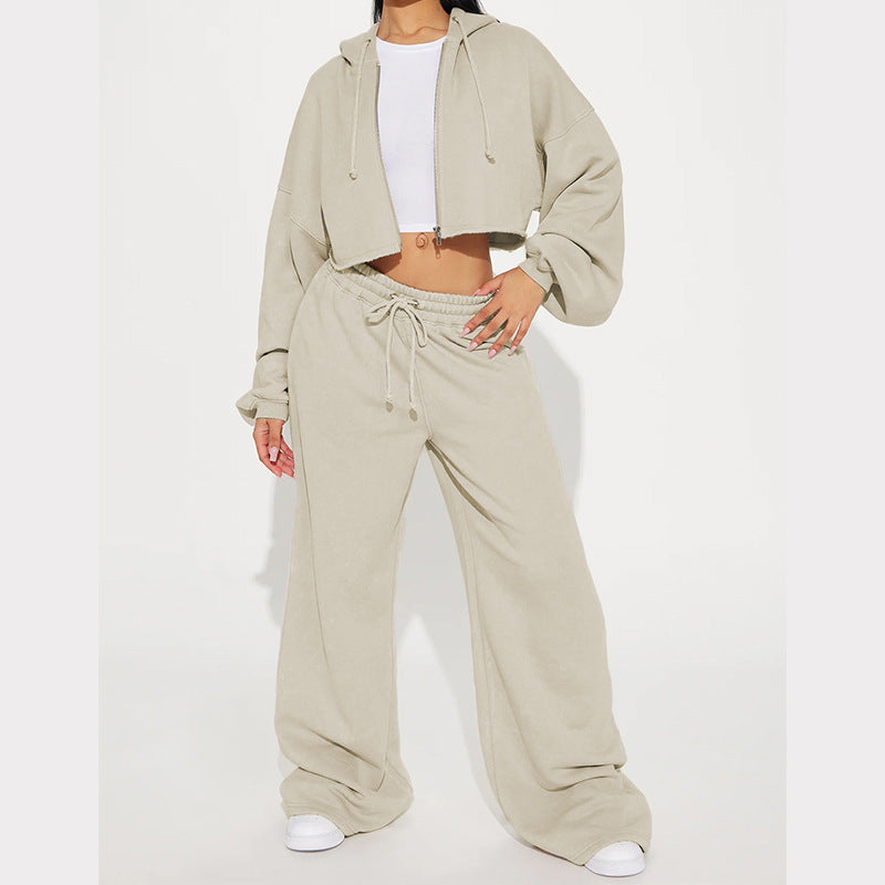 European  Sweater Wide Leg Trousers Suit