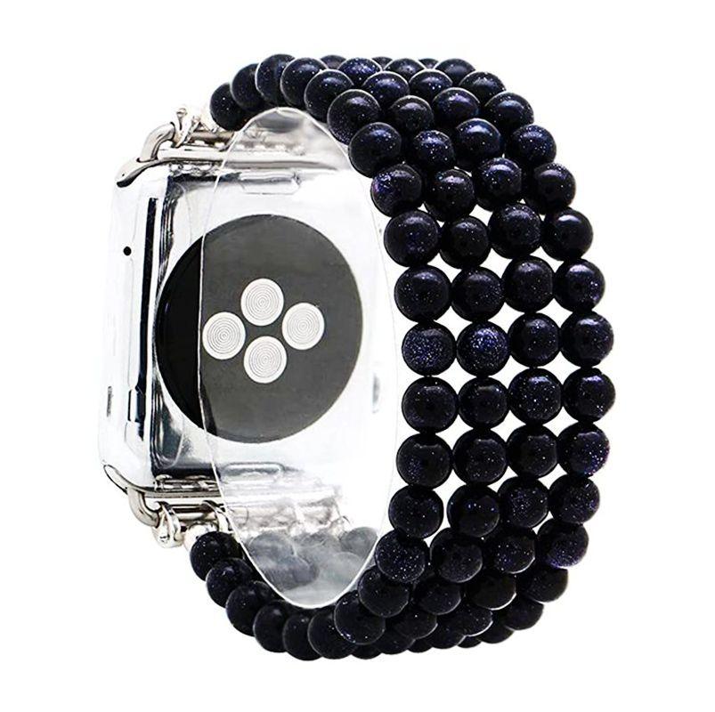 Beaded Jewelry Four Row Pearl Onyx Strap