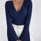 Ribbed Knit Deep V Wrap Top
