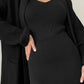 Pocketed Long Sleeve Cardigan and Skirt Sweater Set - NawdeX