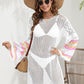 Openwork Contrast Long Sleeve Cover-Up - NawdeX