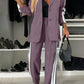 Full Size Contrast Lapel Collar Top and Pants Set - NawdeX