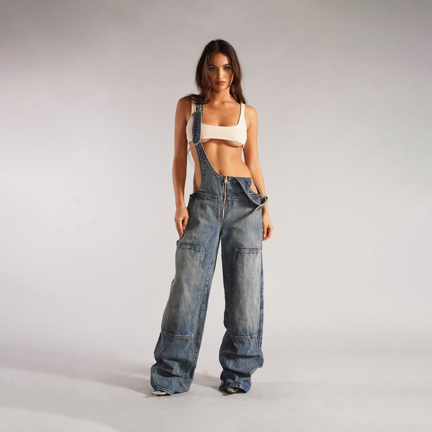 Loose Suspender Jean Jumpsuit