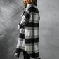 Plaid Collared Neck Long Sleeve Coat - NawdeX