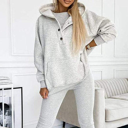 3pcs Women's Sports Loose Hooded  Sweatshirt ,Vest And Slim Trousers