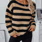 Striped Dropped Shoulder Long Sleeve Sweater - NawdeX