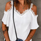 Lace Detail V-Neck Half Sleeve Blouse - NawdeX