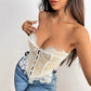 Women's Lace Low-cut Button Tube Top - NawdeX