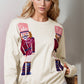 Double Take Full Size Nutcracker Sequin Long Sleeve Sweater - NawdeX