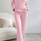 Ribbed V-Neck Top and Pants Lounge Set - NawdeX