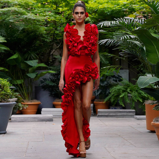 Red Deep V Sexy Swimsuit