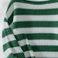Striped Dropped Shoulder Long Sleeve Sweater - NawdeX