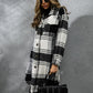 Plaid Collared Neck Long Sleeve Coat - NawdeX