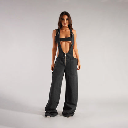 Loose Suspender Jean Jumpsuit