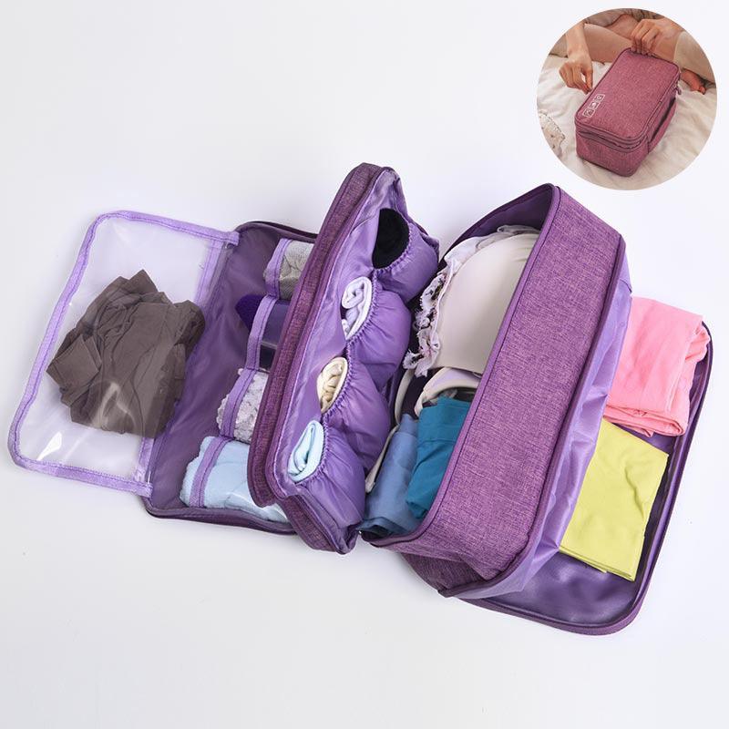 Travel Makeup Bags Women Multi-function 3-shelf Underwear Storage Bag