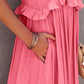 Ruffled Sleeveless Maxi Dress with Pockets - NawdeX