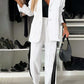 Full Size Contrast Lapel Collar Top and Pants Set - NawdeX