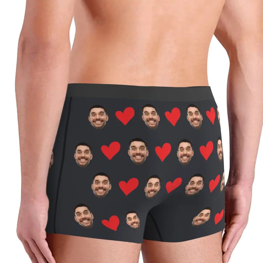 Personalized Face Photo Underwear Custom Heart Boxer Briefs