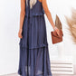 Ruffled Sleeveless Maxi Dress with Pockets - NawdeX