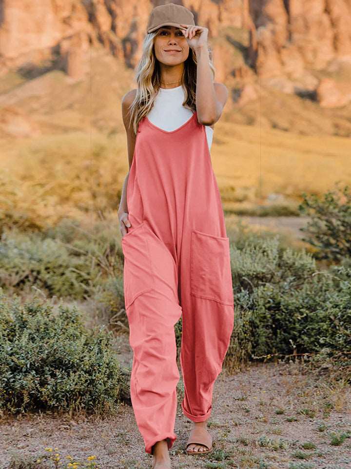 Double Take Full Size Sleeveless V-Neck Pocketed Jumpsuit - NawdeX