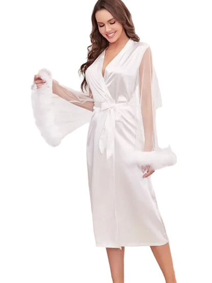 Feather Spliced Lounge  Nightgown