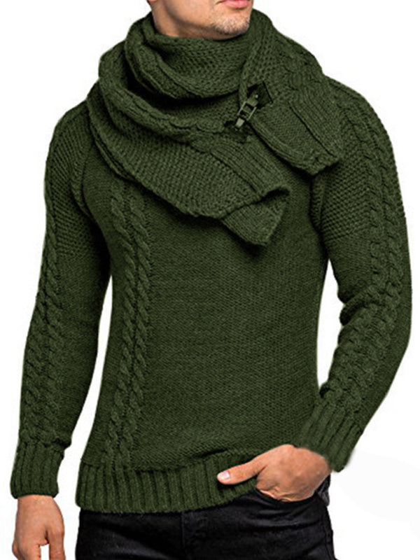 Scarf Pullover Knitted Sweater