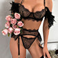 Feather Contrast Lingerie Set