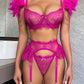 Feather Contrast Lingerie Set
