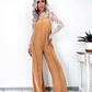 Vintage washed raw edge wide leg jumpsuit loose overalls