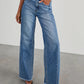 Paneled Frayed Hem Jeans