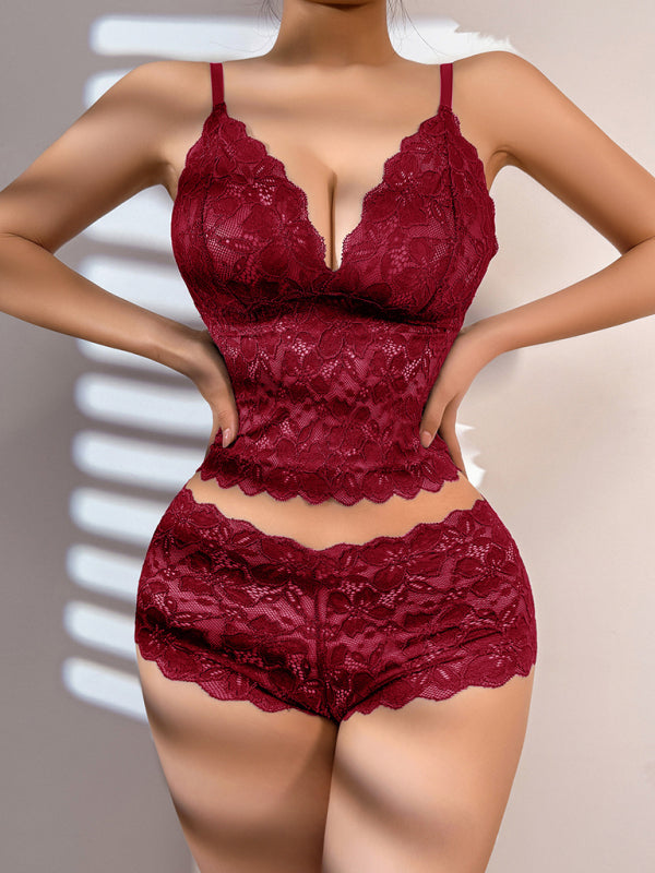 Sexy Lace Tank Top Bra Set