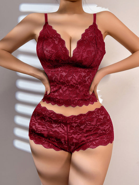 Sexy Lace Tank Top Bra Set