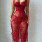 Red Lace Hollow-Out Sexy Bodycon Lingerie Dress