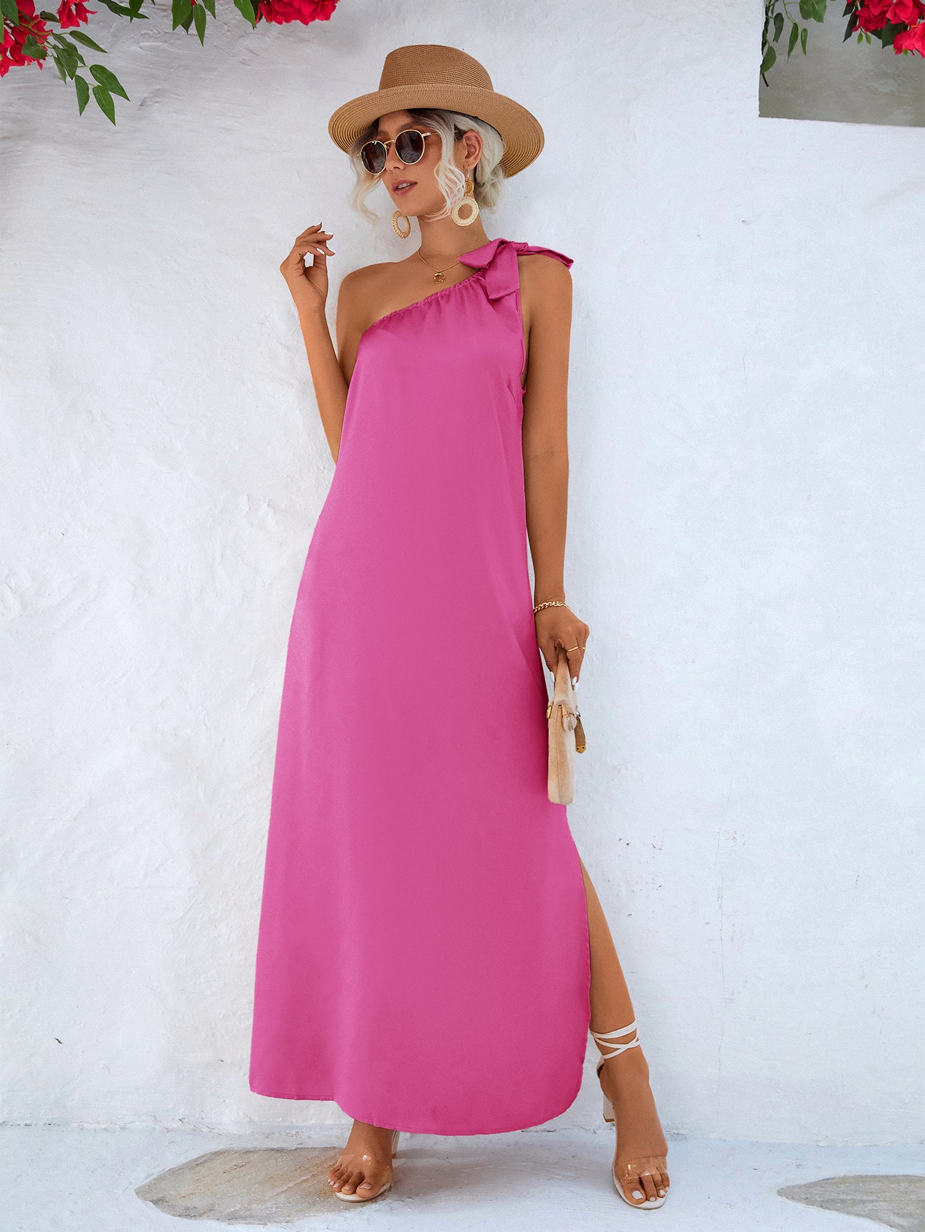 One-Shoulder Slit Maxi Dress - NawdeX