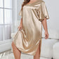 Plus Size Flutter Sleeve V-Neck Side Slit Night Gown - NawdeX