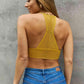 Leto Ribbed Lace Boho Racerback Bralette in Straw - NawdeX