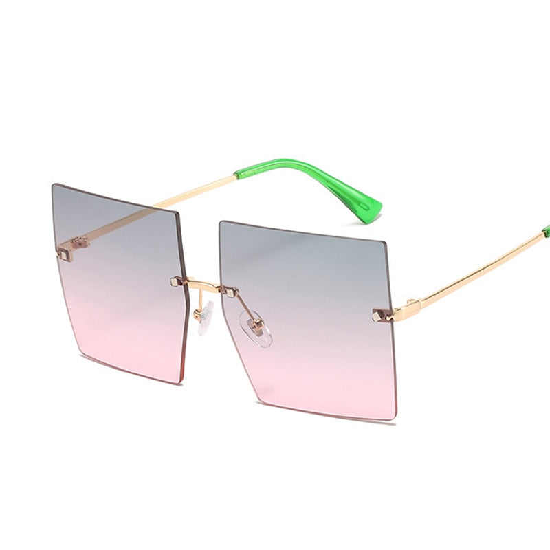 Oversized Rimless Square Sunglasses - NawdeX