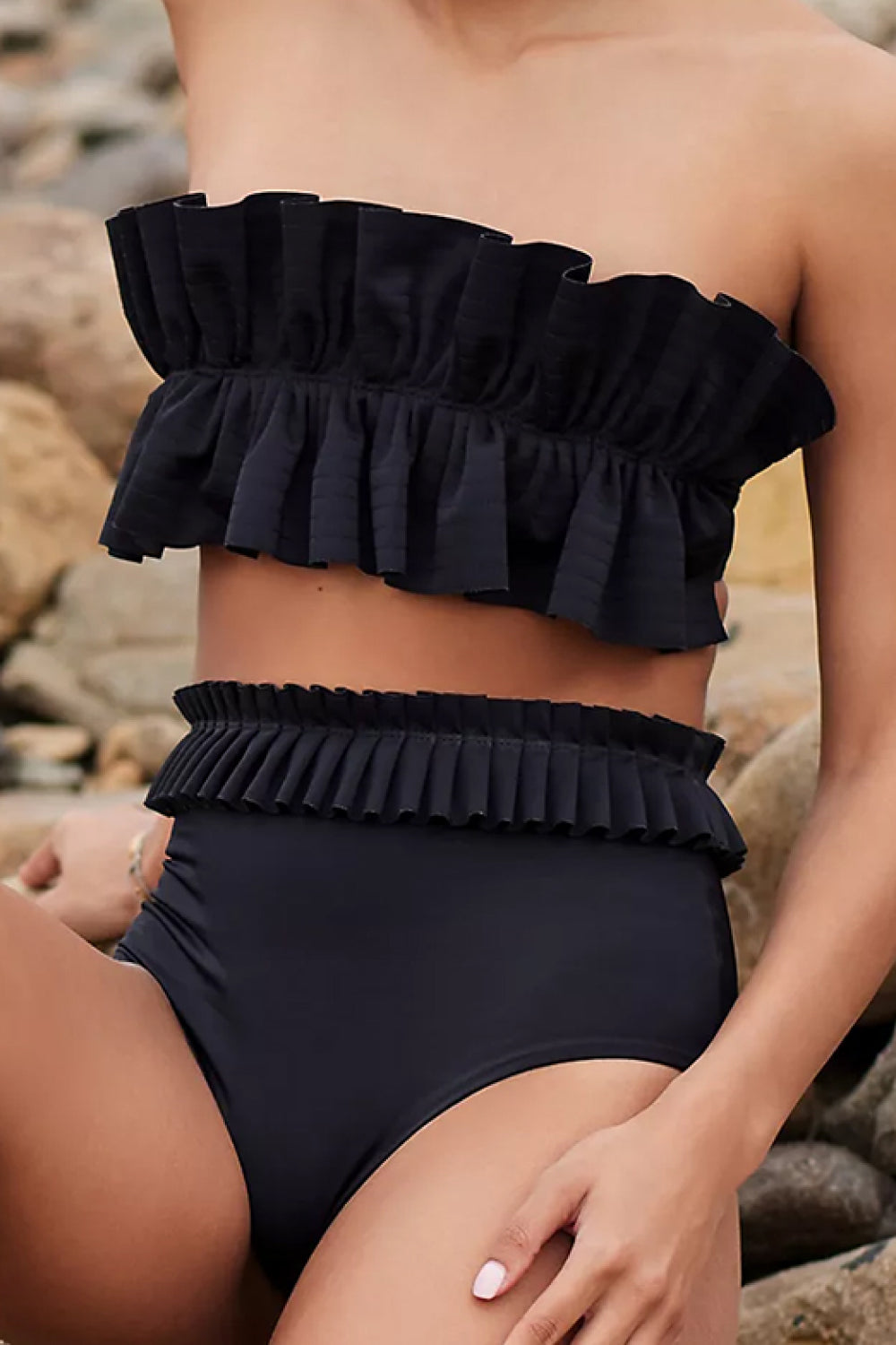 Ruffled Tie Back Two-Piece Swim Set - NawdeX