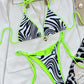 Zebra Print Halter Neck Bikini Set - NawdeX