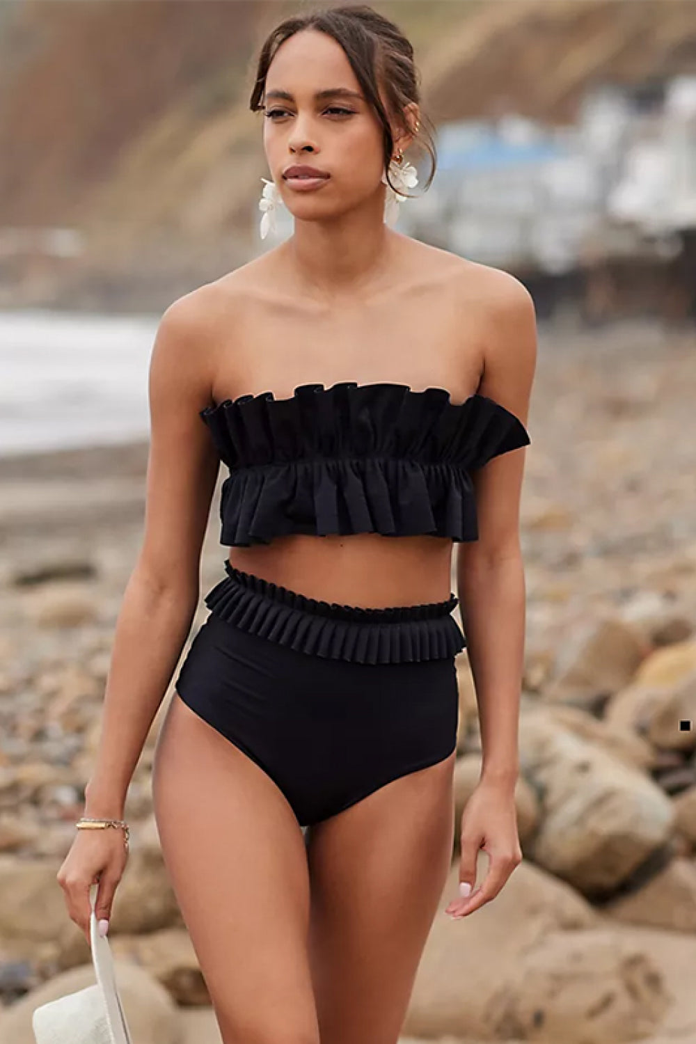 Ruffled Tie Back Two-Piece Swim Set - NawdeX