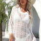Openwork Scalloped Trim Long Sleeve Cover-Up Dress - NawdeX