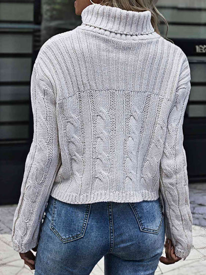 Cable-Knit Turtleneck Sweater - NawdeX