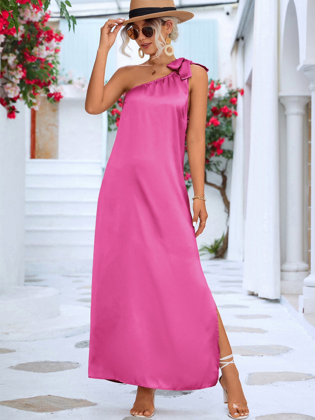 One-Shoulder Slit Maxi Dress - NawdeX