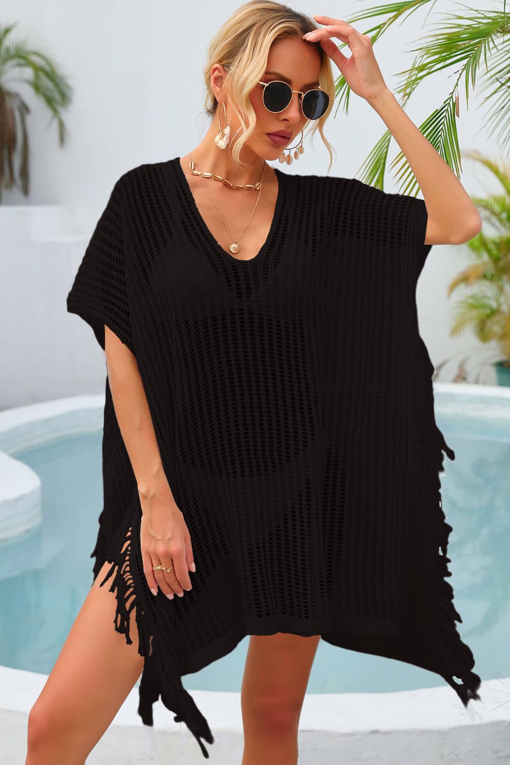 Fringe Trim Openwork Cover Up - NawdeX