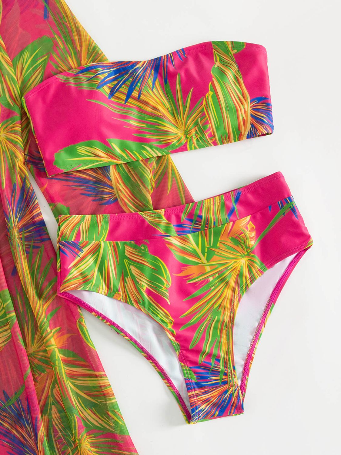 Botanical Print Tube Top, Swim Bottoms, and Cover Up Set - NawdeX