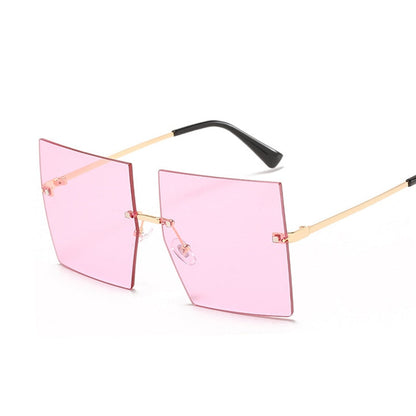 Oversized Rimless Square Sunglasses - NawdeX