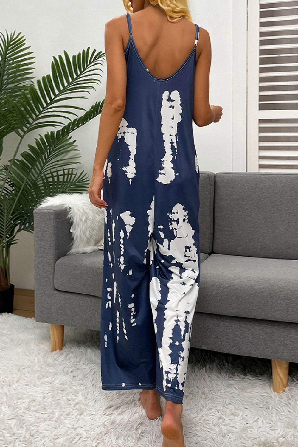 Tie-Dye Spaghetti Strap Jumpsuit with Pockets - NawdeX