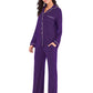 Collared Neck Long Sleeve Loungewear Set with Pockets - NawdeX