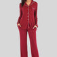 Collared Neck Long Sleeve Loungewear Set with Pockets - NawdeX