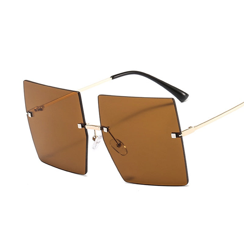 Oversized Rimless Square Sunglasses - NawdeX